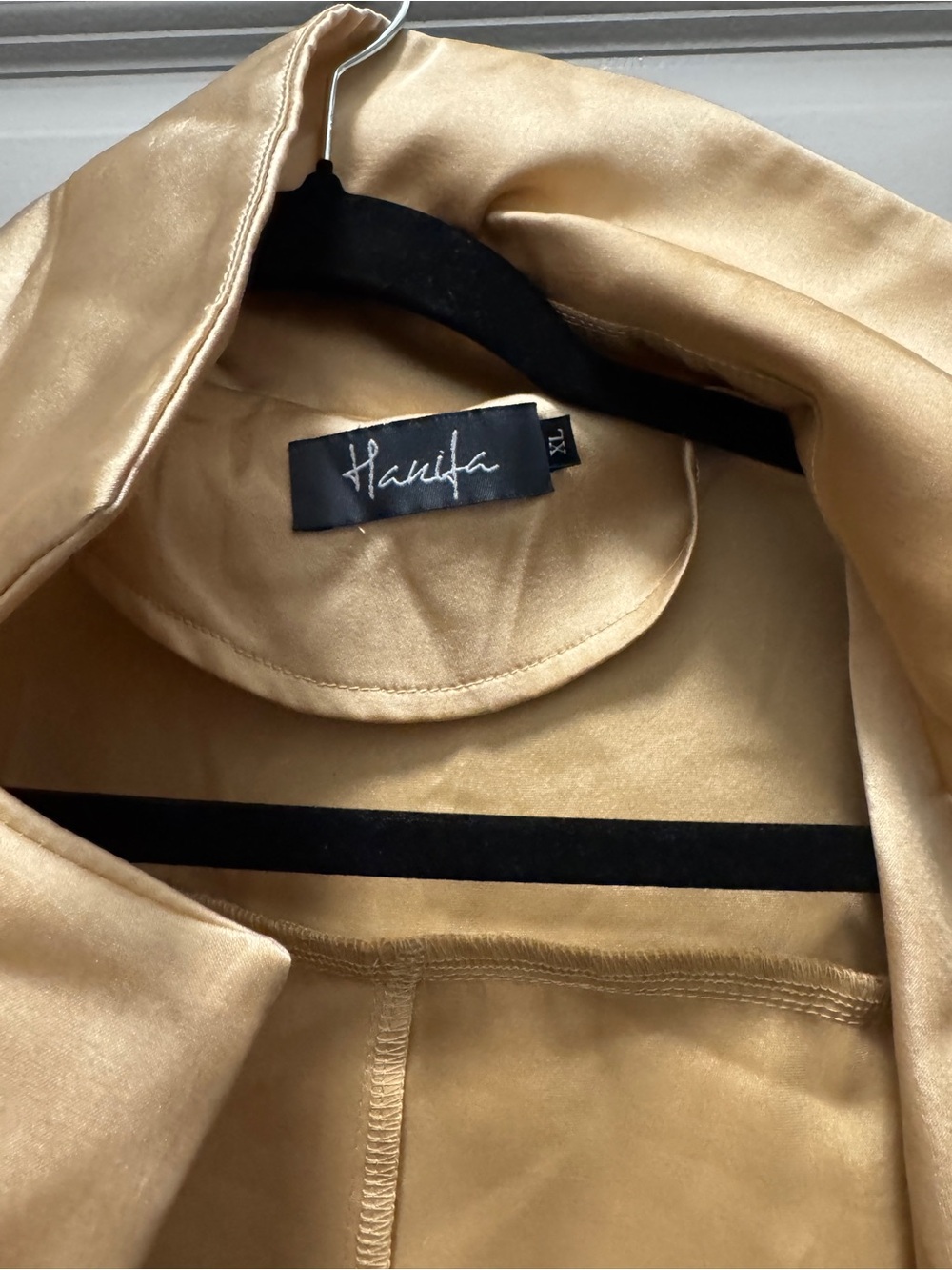 Hanifa Satin Trench Coat in Champagne Gold